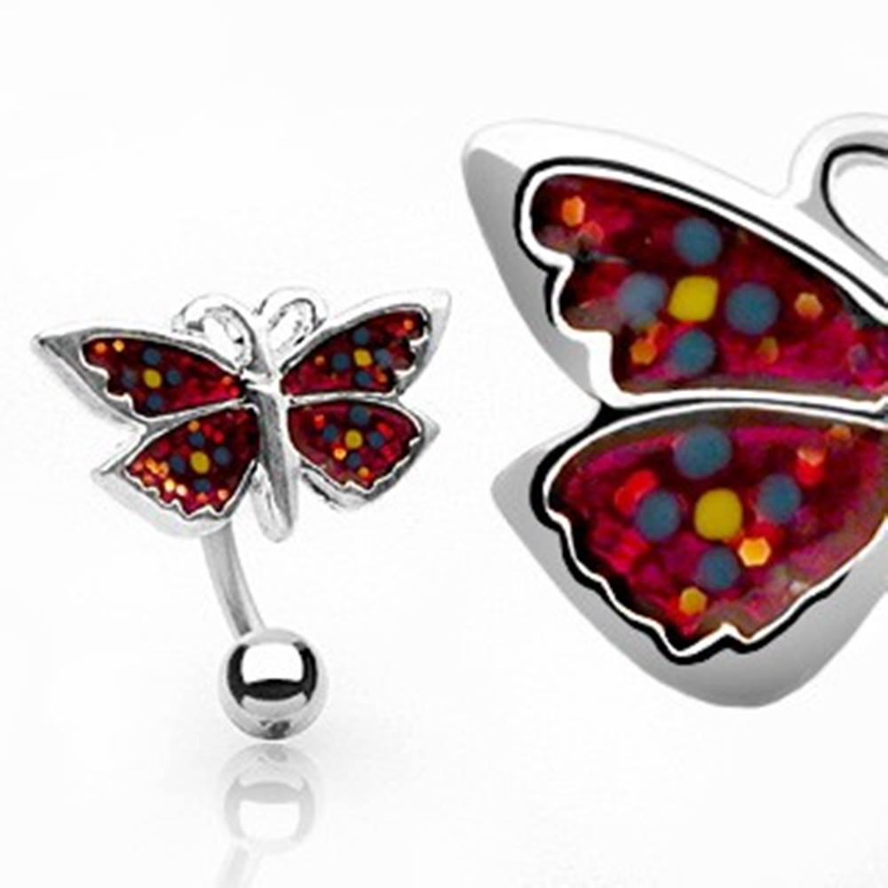 Šperky eshop Piercing do pupku kvietkovaný motýlik