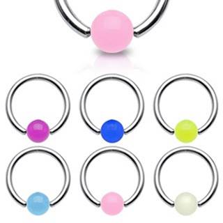 Piercing - krúžok, žiariaca gulička - Rozmer: 1,2 mm x 10 mm x 4x4 mm, Farba piercing: Ružová