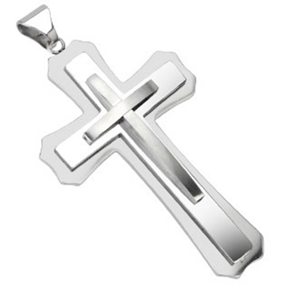 Šperky eshop Prívesok z chirurgickej ocele - stupňovitý mohutný kríž