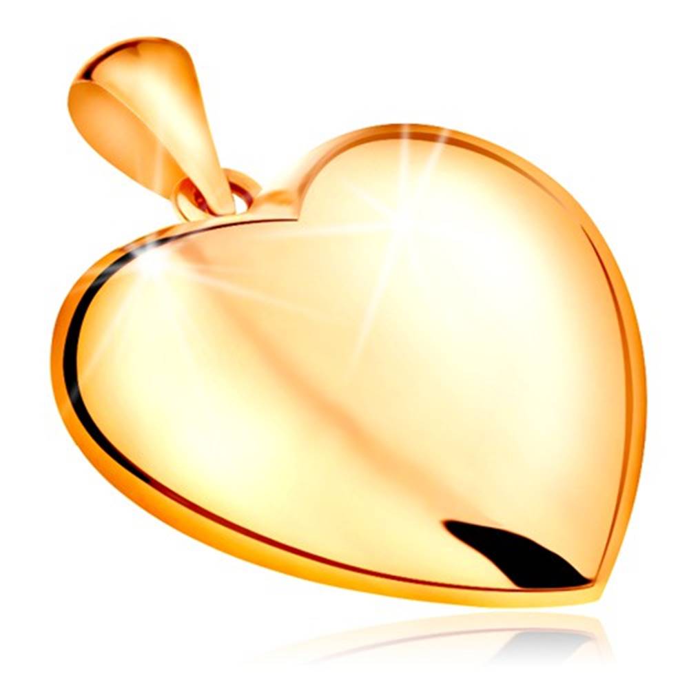 Šperky eshop Prívesok zo žltého 14K zlata - obojstranne vypuklé srdce, lesklý povrch