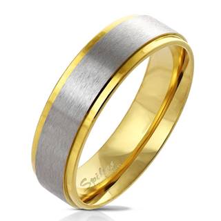Prsteň z ocele v zlatom odtieni - pás uprostred s matným povrchom, 6 mm - Veľkosť: 49 mm